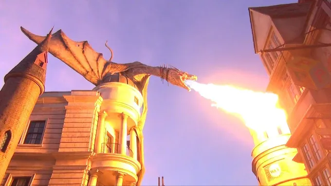 when does the dragon blow fire at universal