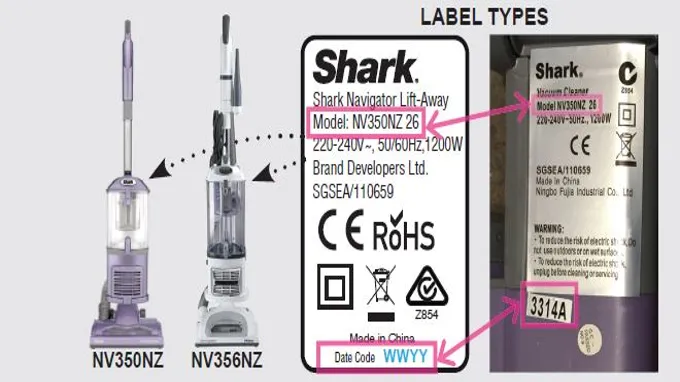 where to find shark model number